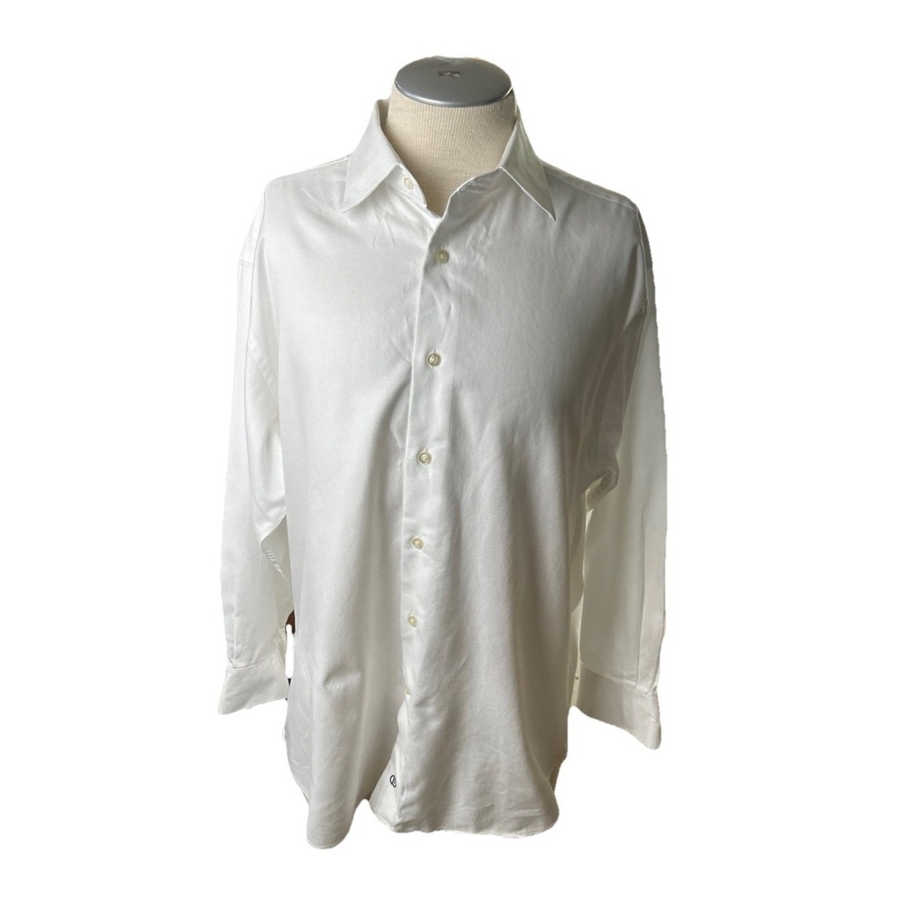 david donahue dress shirt 17 32/33 Mens White Long Sleeves Button‎